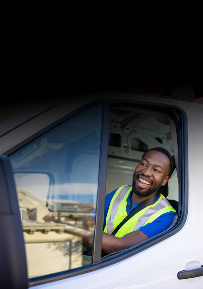 Happy delivery driver